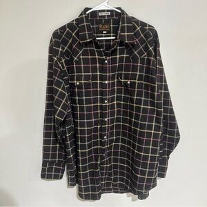 Plains Western Wear Men Button Up Shirt XL MULTICOLOR Plaid Flannel Long Sleeve.